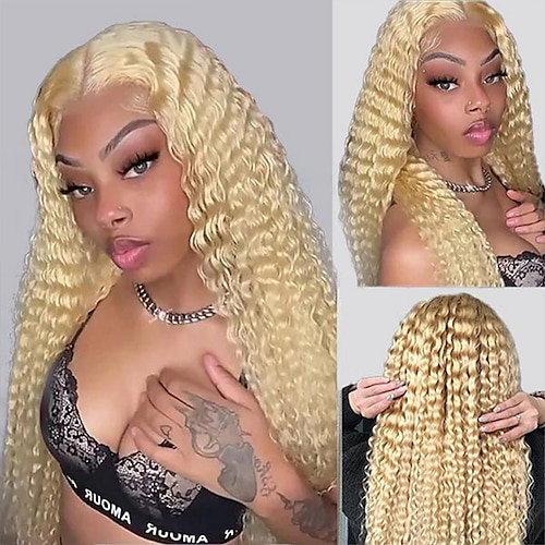

Unprocessed Virgin Hair 13x4 Lace Front Wig Free Part Brazilian Hair Deep Wave Blonde Wig 130% 150% 180% Density with Baby Hair Natural Hairline For wigs for black women Long Medium Length Human Hair