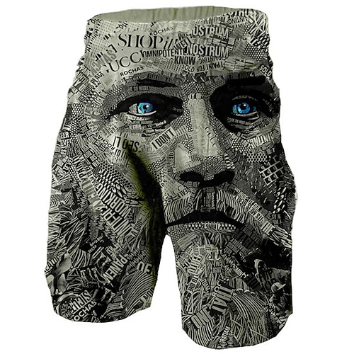 

Men's Active Sweat Shorts Elastic Waist 3D Print Graphic Cartoon Letter Breathable Soft Short Casual Daily Holiday Streetwear Designer Dark Gray Micro-elastic