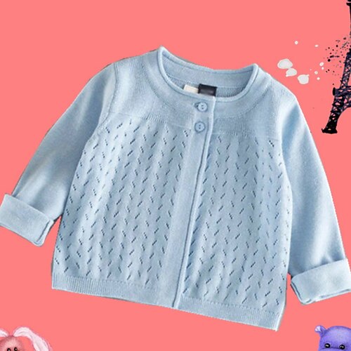 

Kids Girls' Coat Outerwear Plain Long Sleeve Coat Daily Cotton Active Adorable Pink Light Blue Gray Fall Spring 2-8 Years