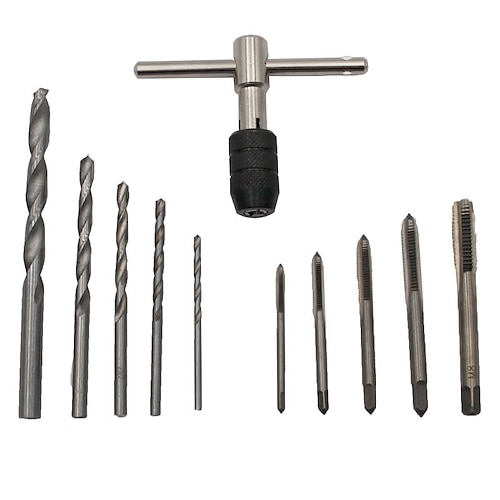 

11PCS Tap Wrench Handle Ratchet M3-M6 Machine Screw Thread Metric Plug Tap Drill Set Hand Tools Hand Tap