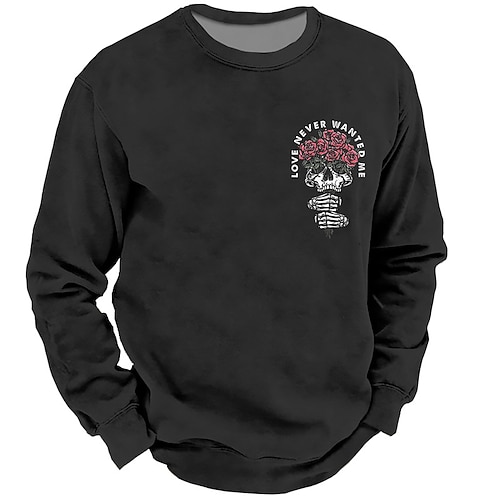 

Men's Unisex Sweatshirt Pullover Graphic Prints Skull Letter Print Daily Sports Holiday 3D Print Designer Casual Hoodies Sweatshirts Black