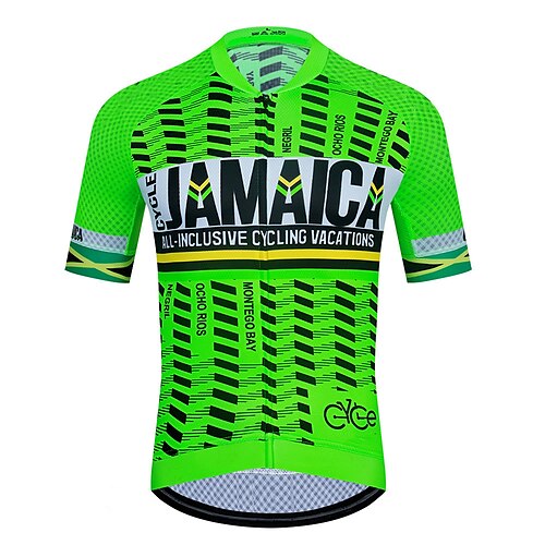 

21Grams Men's Cycling Jersey Short Sleeve Bike Top with 3 Rear Pockets Mountain Bike MTB Road Bike Cycling Breathable Quick Dry Moisture Wicking Reflective Strips Green Graphic Polyester Spandex