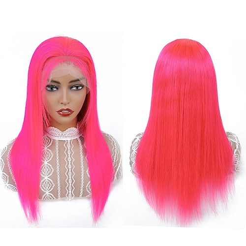 

Unprocessed Virgin Hair 13x4 Lace Front Wig Free Part Brazilian Hair Straight Pink Wig 130% 150% 180% Density with Baby Hair Natural Hairline 100% Virgin For wigs for black women Long Medium Length