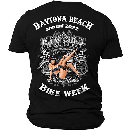 

Men's Unisex T shirt Tee 3D Print Graphic Patterned Motorcycle Letter Crew Neck Street Daily Print Short Sleeve Tops Designer Casual Vintage Big and Tall Black Army Green Navy Blue / Summer