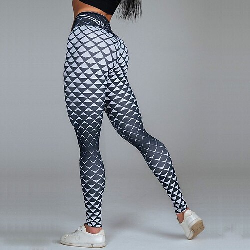 

Women's Leggings Workout Yoga Pants High Waist Bottoms Tummy Control Butt Lift 3D Print BlackGray Yoga Fitness Gym Workout Sports Activewear High Elasticity Skinny Athletic Athleisure Wear