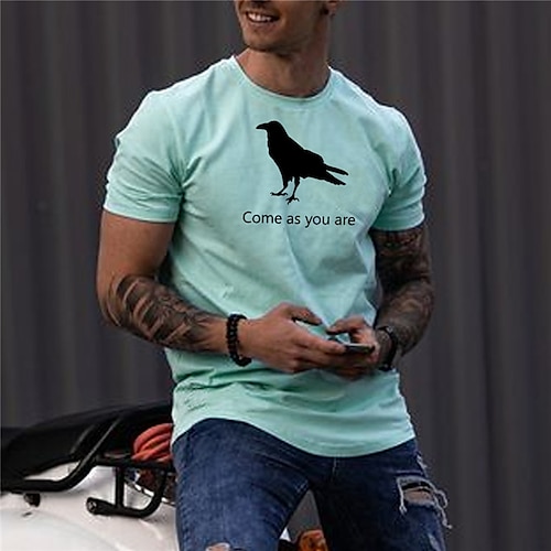 

Men's Unisex T shirt Tee Hot Stamping Graphic Prints Bird Animal Crew Neck Street Daily Print Short Sleeve Tops Designer Casual Big and Tall Sports Blue / Summer