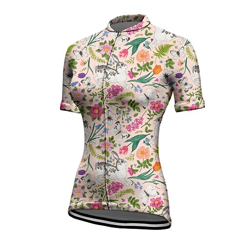 

21Grams Women's Cycling Jersey Short Sleeve Bike Top with 3 Rear Pockets Mountain Bike MTB Road Bike Cycling Breathable Quick Dry Moisture Wicking Yellow Floral Botanical Spandex Polyester Sports
