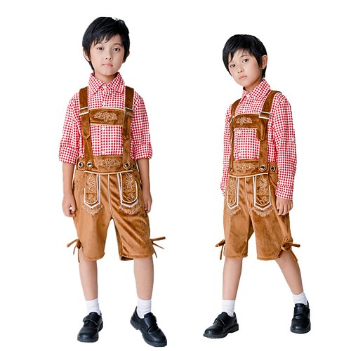 

Oktoberfest Beer International Beer Festival Lederhosen Boys Blouse Shorts Bavarian Costume Pinky
