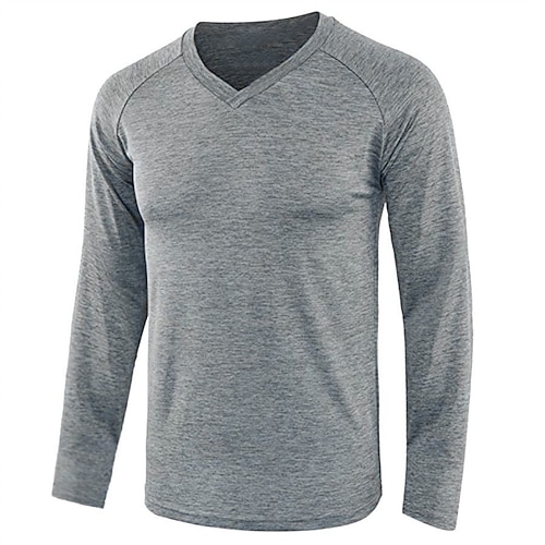 

Men's T shirt Tee Solid Color V Neck Street Casual Long Sleeve Tops Basic Fashion Classic Comfortable Dark Gray / Summer