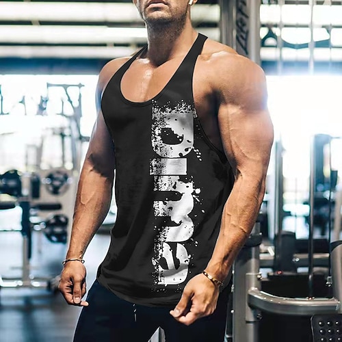 

Men's Tank Top Vest 3D Print Graphic Patterned Slogan Crew Neck Street Casual Print Sleeveless Tops Basic Fashion Classic Comfortable Black / Summer