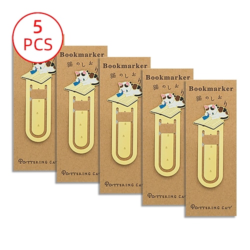 

5 pcs Metal Bookmark Animal Cat Creative Delicate Page Markers Metal Cute Funny Bookmark for Student Women Gifts 37 inch