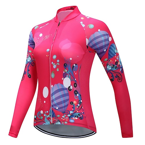 

21Grams Women's Cycling Jersey Long Sleeve Bike Top with 3 Rear Pockets Mountain Bike MTB Road Bike Cycling Breathable Quick Dry Moisture Wicking Reflective Strips Red Graphic Polyester Spandex Sports