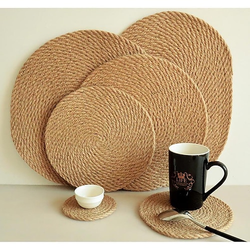 

Trivets for Hot Dishes,Kitchen Hot Pads for Countertops,Woven Wood Place Mats for Dining Table,Heat Resistant Holders