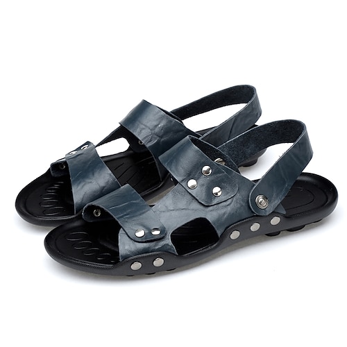

Men's Sandals Casual Classic Daily Office Career PU Black Brown Blue Spring Summer