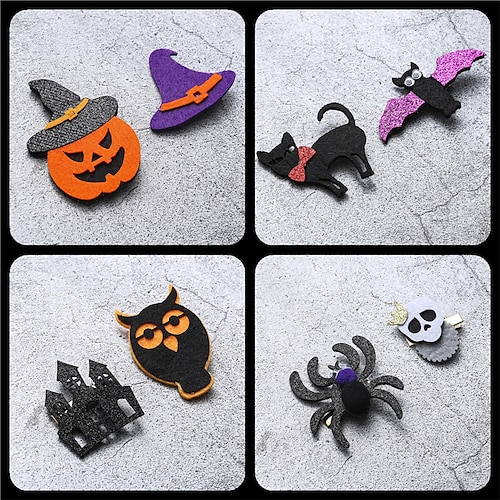 

8 pezzi di accessori per capelli di halloween nuovi prodotti clip di capelli decorativi per cartoni animati mostrano accessori per capelli da strega con zucca