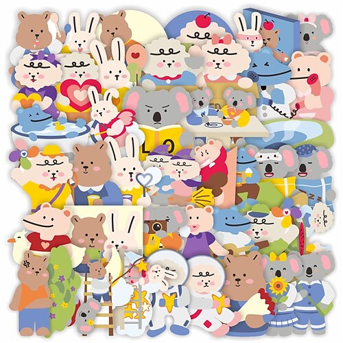 

100 PCS Animal Stickers for School Student Notebook Waterproof Self-adhesive Cartoon for Women Men Girls