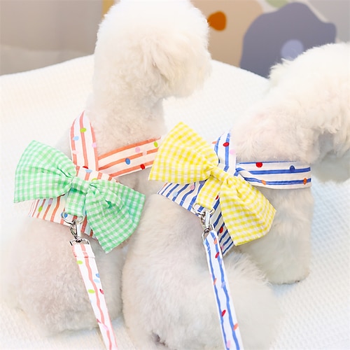 

Dog Cat Harness Vest Polka Dot Striped Bowknot Cute Sweet Dailywear Casual Daily Dog Clothes Puppy Clothes Dog Outfits Soft Green Orange Blue Costume for Girl and Boy Dog Cotton S M L XL 2XL