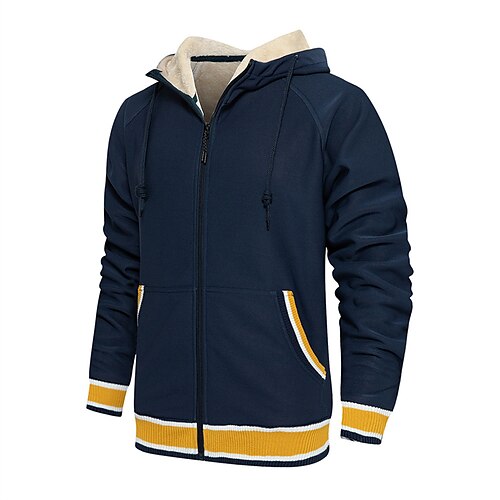 

Homens Full Zip Hoodie Jaqueta Jaqueta de suor Preto Azul Marinha Com Capuz Côr Sólida Bloco de cor Bolso frontal Casual Para Noite Roupa de rua Legal Casual Inverno Outono inverno Roupa Moletons