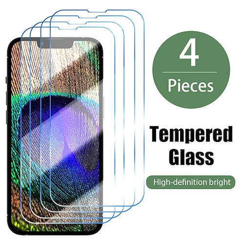 

[4 Pack] Phone Screen Protector For Apple iPhone 14 Pro Max 14 Plus 13 12 11 Pro Max Mini SE Tempered Glass High Definition (HD) 9H Hardness 3D Touch Compatible Phone Accessory