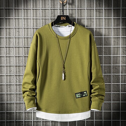 

Men's Sweatshirt Pullover Solid Color Daily Holiday Going out non-printing Casual Streetwear Hoodies Sweatshirts Yellow Army Green Dark Gray