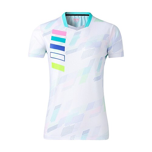 

Women's Tennis Shirt Athletic Shirt Breathable Quick Dry Moisture Wicking Short Sleeve T Shirt Regular Fit V Neck Printed Summer Gym Workout Tennis Badminton / Micro-elastic / Lightweight