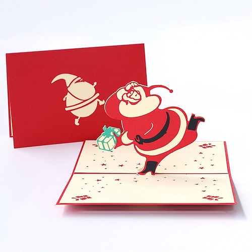 

1pcs Christmas Santa Claus Card 3D Pop-Up Cards Congratulations Cards for Gift Decoration Party with Envelope 7.95.9 inch Paper