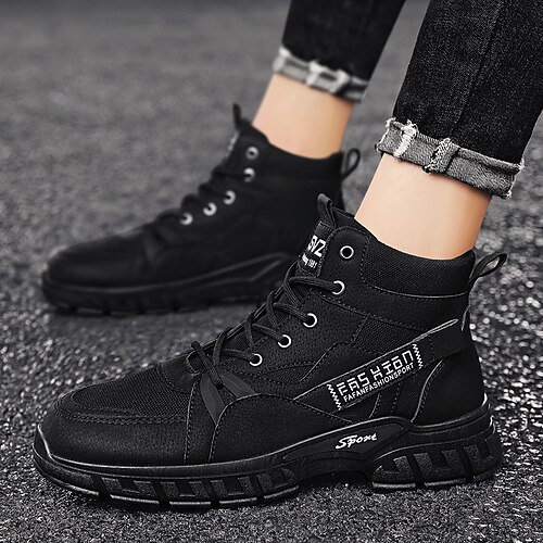 

Men's Boots Casual Daily Suede Denim Mid-Calf Boots Black Khaki Color Block Fall Winter