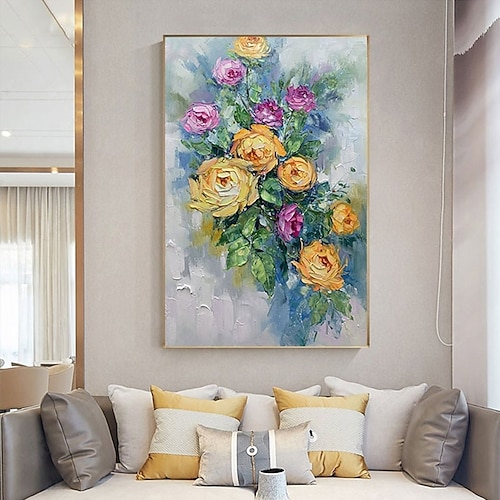 

Handmade Hand Painted Oil Painting Wall Art Modern Flower Home Decoration Decor Rolled Canvas No Frame Unstretched