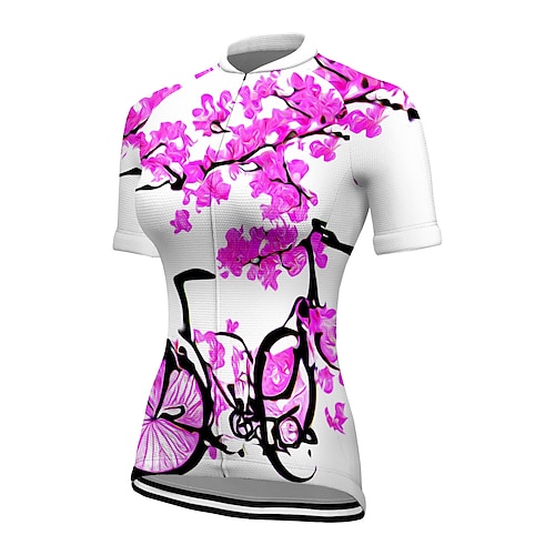 

21Grams Women's Cycling Jersey Short Sleeve Bike Top with 3 Rear Pockets Mountain Bike MTB Road Bike Cycling Breathable Quick Dry Moisture Wicking Rose Red Floral Botanical Spandex Polyester Sports