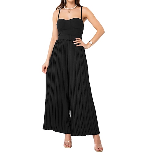 

Women's Jumpsuit Backless Solid Color U Neck Casual Street Daily Regular Fit Sleeveless Black Blue Fuchsia S M L Spring