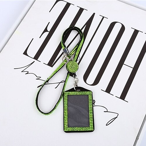 

BlingBling Card Holder Vertical PU Leather Badge Holder with 1 Clear ID Card Window 1 Card Slot and 1 Neck Lanyard for Office/School ID Credit Card Driver License