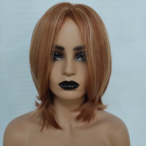 

Synthetic Wig Straight Middle Part Machine Made Wig Medium Length Brown Synthetic Hair Women's Soft Classic Easy to Carry Brown / Daily Wear / Party / Evening