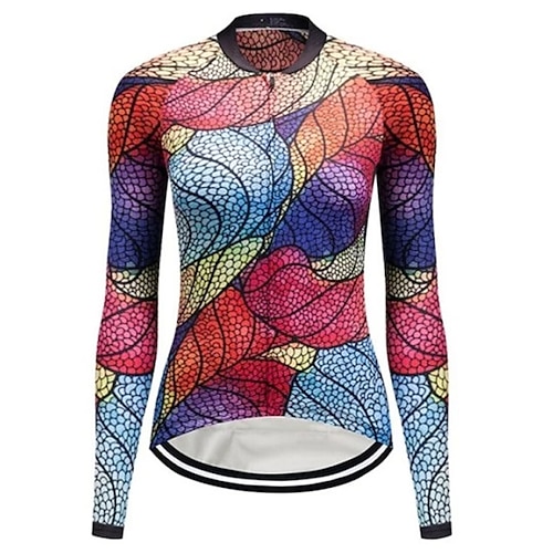 

21Grams Mulheres Camisa para Ciclismo Manga Longa Moto Blusas com 3 bolsos traseiros Ciclismo de Montanha Ciclismo de Estrada Respirável Pavio Humido Secagem Rápida Tiras Refletoras Vermelho Gráfico