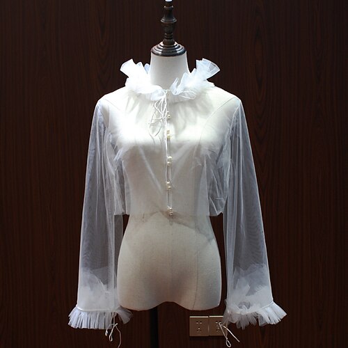 

Long Sleeve Bridal / Sweet Tulle Wedding / Party / Evening Shawl Wrap / Shawls / Women's Wrap With Imitation Pearl / Ruffles
