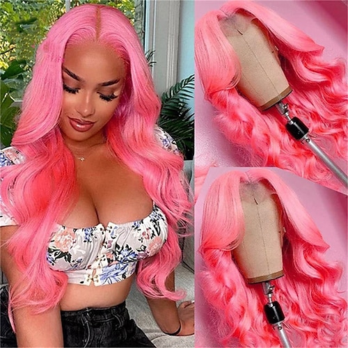 

613 Blonde Lace Front Wig 13x4 Transparent Lace Frontal Wig Pre Plucked Pink Brazilian Body Wave Human Hair Wigs