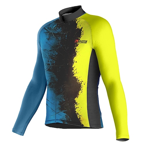 

21Grams Men's Cycling Jersey Long Sleeve Bike Top with 3 Rear Pockets Mountain Bike MTB Road Bike Cycling Breathable Quick Dry Moisture Wicking Reflective Strips Yellow Graffiti Polyester Spandex