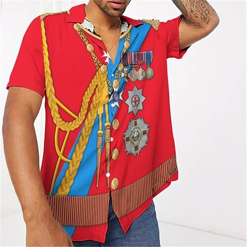 

Men's Shirt 3D Print Graphic Patterned Turndown Street Casual Button-Down Print Short Sleeve Tops Designer Casual Fashion Breathable Red / Summer / Spring / Summer
