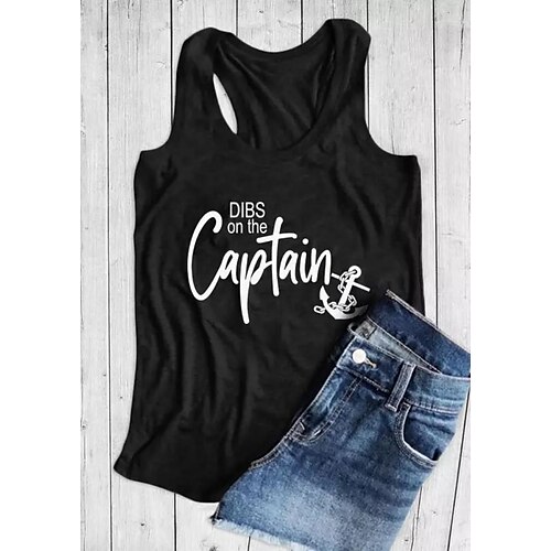 

Women's Tank Top Graphic Patterned Letter Daily Weekend Tank Top Camis Sleeveless Print U Neck Casual Streetwear Black S