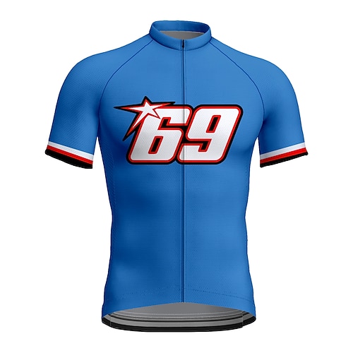 

21Grams Men's Cycling Jersey Short Sleeve Bike Top with 3 Rear Pockets Mountain Bike MTB Road Bike Cycling Breathable Quick Dry Moisture Wicking Reflective Strips Blue Polyester Spandex Sports