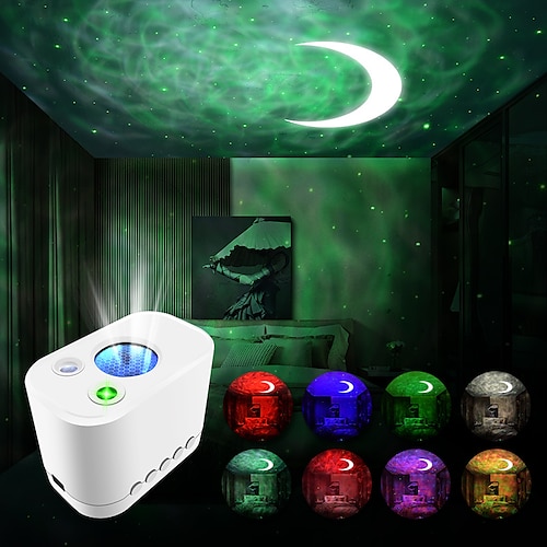 

OTOLAMPARA 1 Set High Lightness 50W Moving Full Moon Star Laser Projector Landscape Lighting Red/Green Christmas Party LED Stage Light Watermarks Projection Starry White Black Shell Optional