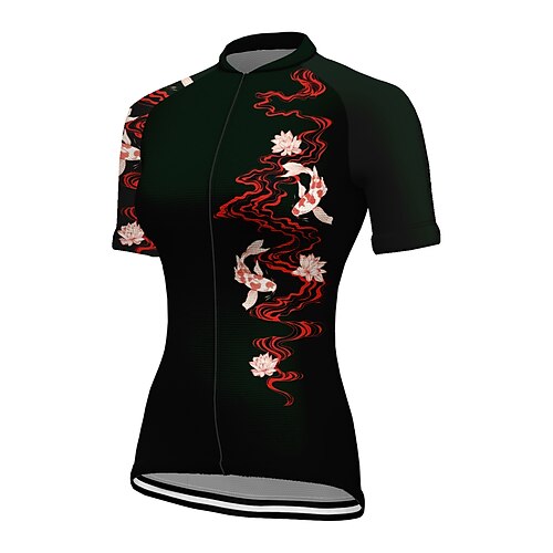 

21Grams Women's Cycling Jersey Short Sleeve Bike Top with 3 Rear Pockets Mountain Bike MTB Road Bike Cycling Breathable Quick Dry Moisture Wicking Black Floral Botanical Spandex Polyester Sports