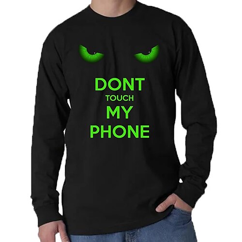 

Men's Unisex T shirt Tee Hot Stamping Letter V Neck Street Casual Print Long Sleeve Tops Designer Simple Basic Casual Black Navy Blue