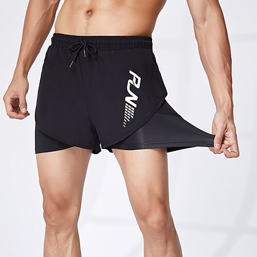 

Men's Running Shorts Compression Shorts Drawstring 2 in 1 Base Layer Athletic Spandex Breathable Quick Dry Moisture Wicking Fitness Running Active Training Sportswear Activewear Black Grey Royal Blue