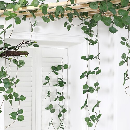 

6pcs Artificial Plants Leaf Rattan Simple Style Irregular Wall Flower Irregular