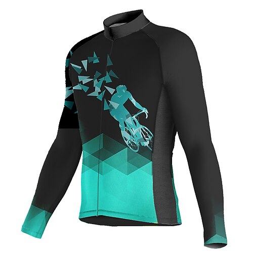 

21Grams Men's Cycling Jersey Long Sleeve Bike Top with 3 Rear Pockets Mountain Bike MTB Road Bike Cycling Breathable Quick Dry Moisture Wicking Reflective Strips Black Polyester Spandex Sports