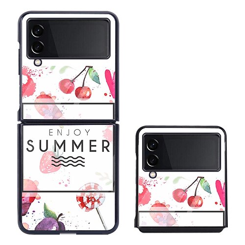 

Phone Case For Samsung Galaxy Flip Z Flip 3 Bumper Frame Flip Full Body Protective Food Tempered Glass PC