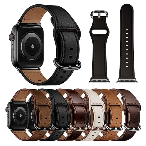 

1PC Smart Watch Band Compatible with Apple iWatch Series 8 7 6 5 4 3 2 1 SE Leather Loop for iWatch Smartwatch Strap Wristband Genuine Leather Luxury Adjustable Quick Release