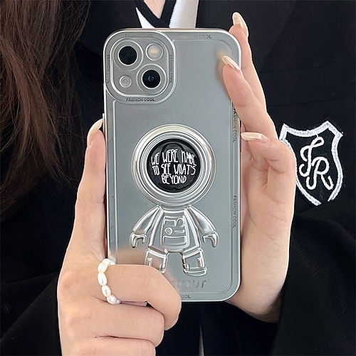 

Phone Case For Apple Back Cover iPhone 13 Pro Max 12 11 Bumper Frame with Stand Plating Astronaut Cool TPU