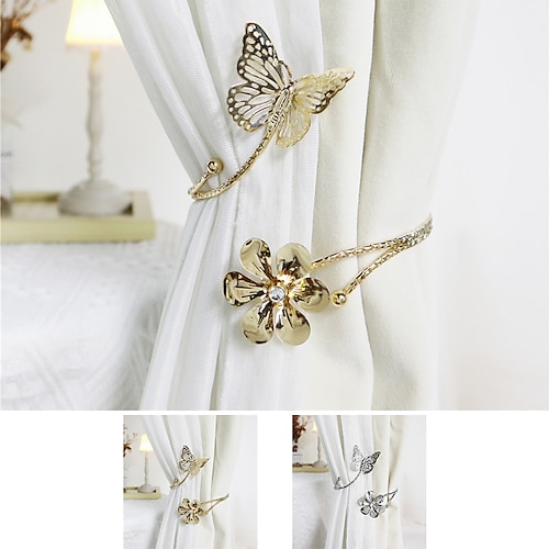 

1 Pcs Metal Butterfly Curtain Tiebacks Curtain Buckle Drapery Holdbacks Curtain Straps Cutain Decoration for Home Hotel Window Decor