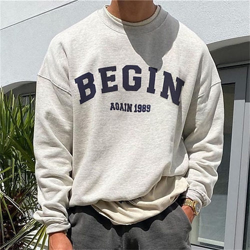 

Men's Sweatshirt Pullover Graphic Patterned Letter Casual Daily Holiday Hot Stamping Casual Streetwear Hoodies Sweatshirts White